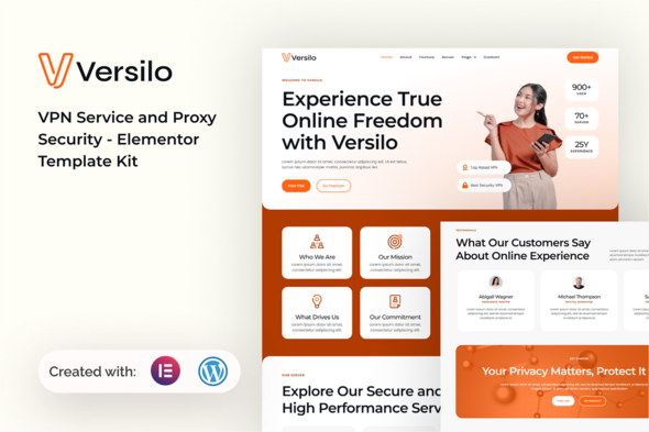 Versilo - VPN Service & Proxy Security Elementor Template Kit